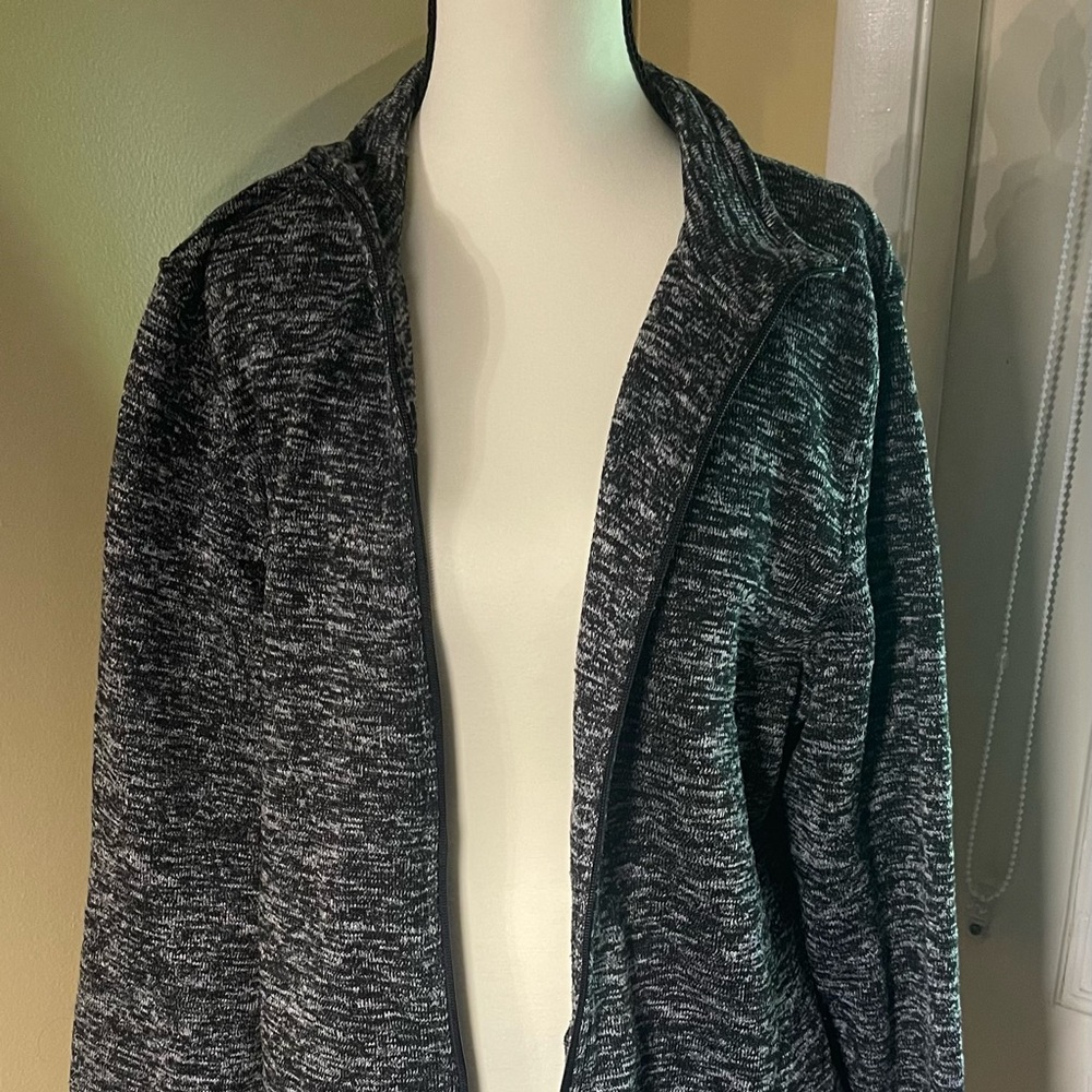 SERRA Women’s XL Black Gray heathered Full Zip Jacket Mock Neck Soft Knit Fleece